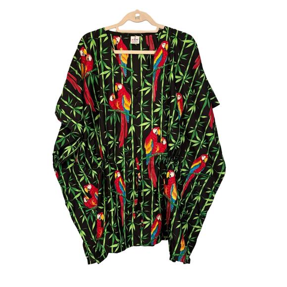 La LeeLa Other - La LeeLa Swimwear Kaftan Dress Cover Up Womens OS Green Parrot Bamboo Summer